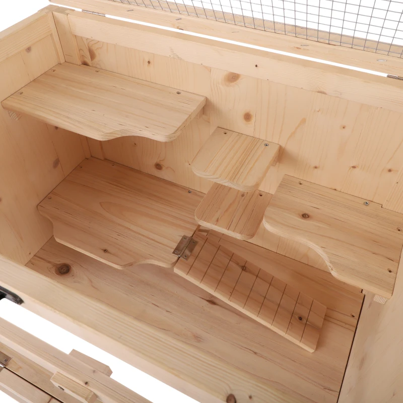 PawHut Cage pour hamsters souris petits rongeurs multi-niveaux 5 étages 10 plateformes bois de pin 60 x 40 x 120 cm