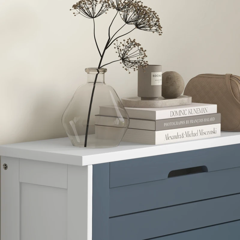 HOMCOM Mueble Zapatero Estrecho Armario Zapatero Alto con 3 Cajones Abatibles para 6 Pares de Zapatos 53x18x108,5 cm Gris