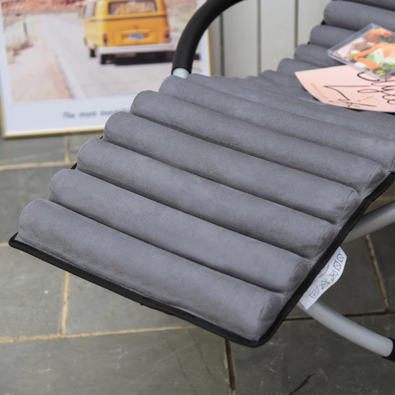 Outsunny Schaukelstuhl ergonomischer 2 In 1 Schwingsessel Gartenstuh Schaukelliege Metall Texteline kugelförmig Dunkelgrau 145 x 74 x 86 cm