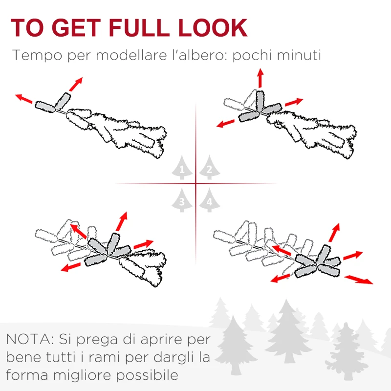 HOMCOM Albero di Natale Alto 195cm Realistico con Pigne Decorative e 556 Rami, Verde