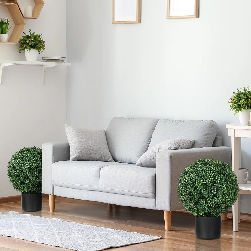 HOMCOM Buchsbaum Kunstpflanze, Kugelförmig, 52x40 cm, Grün