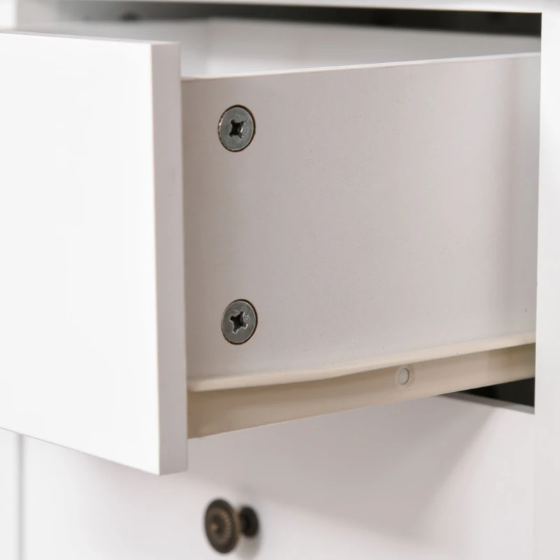 HOMCOM Mesilla de Noche Cajonera con 2 Cajones de Almacenaje Base Elevada para Dormitorio Salón Estilo Nórdico y Vintage 46,5x32x64,5 cm Blanco