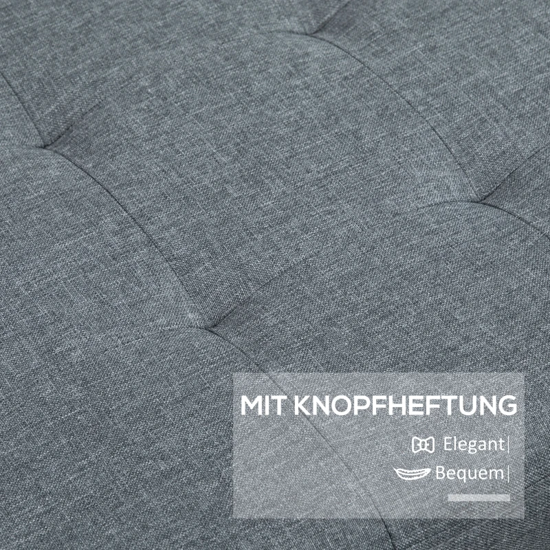 HOMCOM Sitzbank mit Stauraum, Ottomane, Flurbank, Knopfheftung,125,1 cm x 48,9 cm x 41,3 cm, Grau