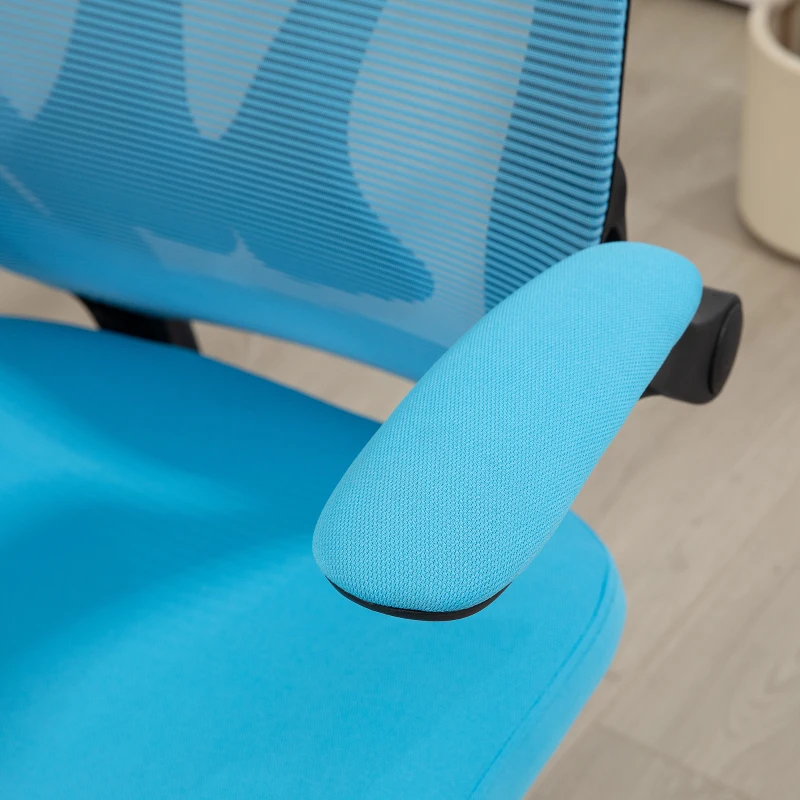 HOMCOM Silla de Oficina Giratoria con Altura Ajustable Reposabrazos Abatibles y Función de Basculante Carga 120 kg Azul Claro