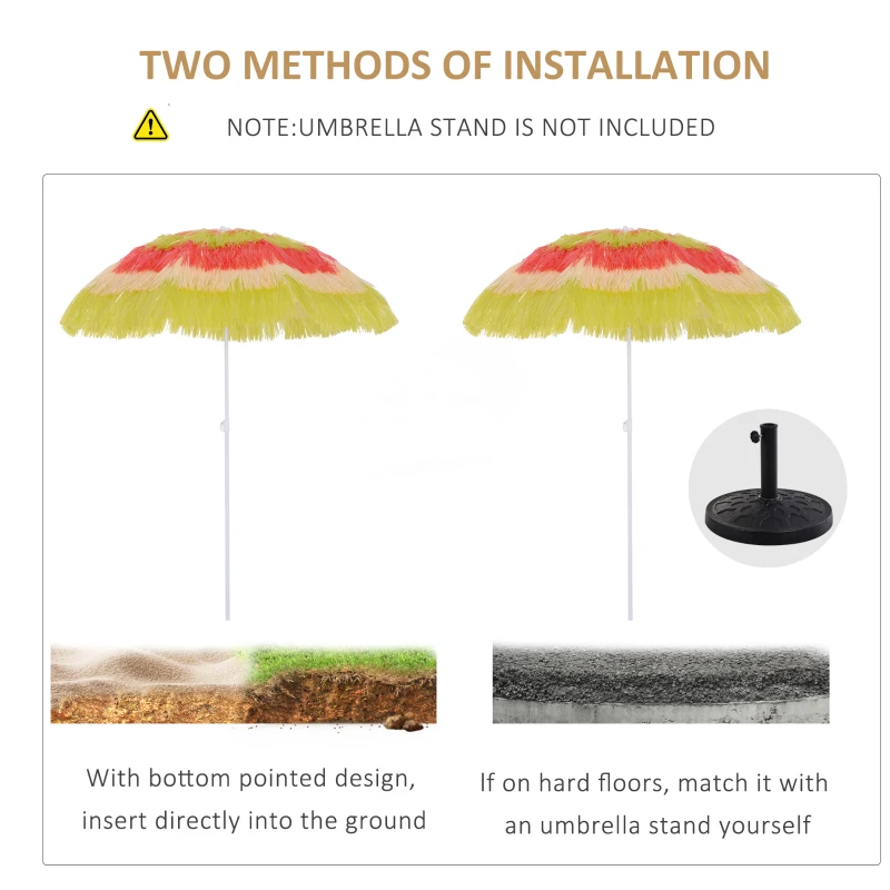 Outsunny 1.6m Garden Hawaii Parasol, Patio Beach Sun Umbrella Sunshade Hawaiian Folding Tilting Crank Parasol (Multicolour)