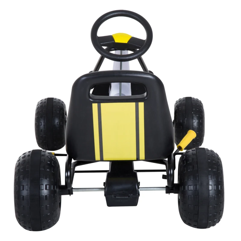 HOMCOM Gokart mit verstellbarem Sitz Tretauto Tretfahrzeug mit Handbremse Pedal Gokart Pedalfahrzeug ab 3 Jahre Kinder Schwarz 95 x 66,5 x 57 cm
