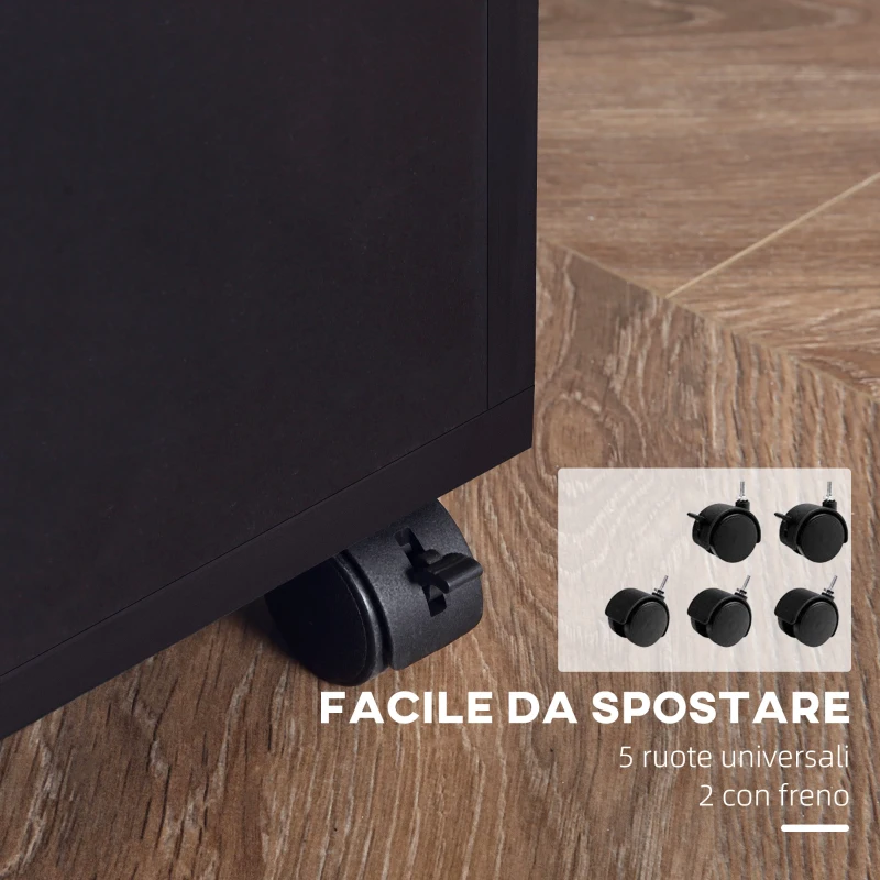Vinsetto Armadietto Multifunzionale per l'Ufficio con Ruote a 360°, per Stampanti e Fascicoli, in Legno Nero 100x40x71cm