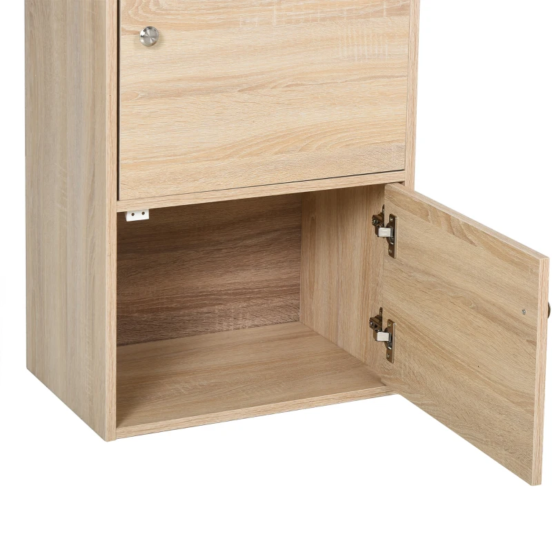 HOMCOM Standschrank, Aktenschrank, Mehrzweckschrank, Büroschrank, Beistellschrank mit 3 Türen MDF-Platten, Natur, 48 x 34 x 100 cm