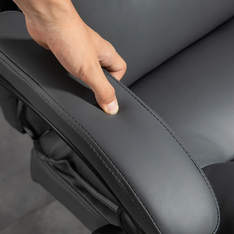 Vinsetto Ergonomischer Bürostuhl, verstellbare Sitzhöhe, neigbare Rückenlehne, Kunstleder, Dunkelgrau(m-9)