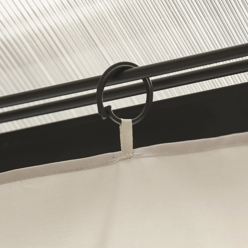 Outsunny 4 Paredes Laterales para Cenador 302x205 cm con 40 Ganchos y Anillos en C para Pérgola Gazebo Beige