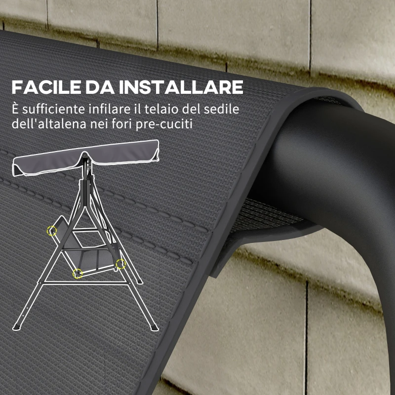 Outsunny Coprisedile per Dondolo da Giardino in Tessuto a Rete, 115x45x45cm, Grigio