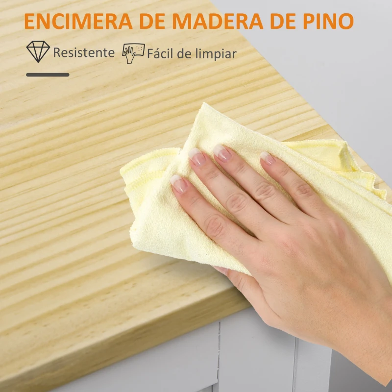 HOMCOM Carro de Cocina con Ruedas Carrito de Servicio con Cajones Estantes y Bandeja Extraíble 67x37x87 cm Blanco