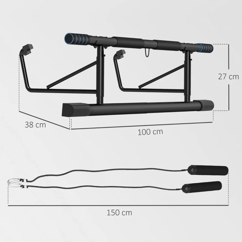 SPORTNOW Pull-Up Bar, No-Drilling Chin-Up Bar, Push-Up Stand with Resistance Bands, Padded Handles for Home Gym Exercise