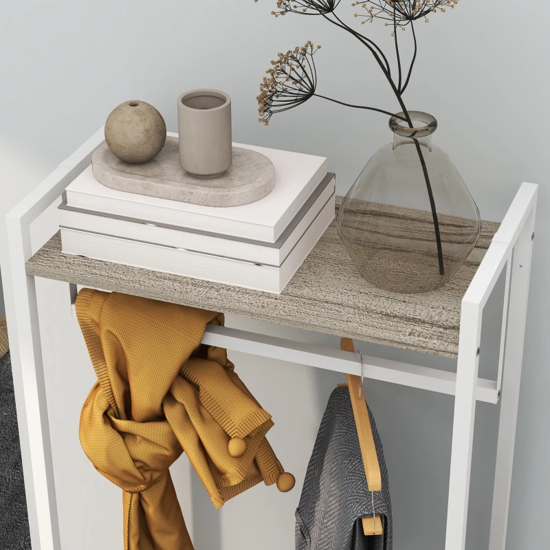 HOMCOM Perchero para Ropa Perchero Recibidor con 3 Cajones de Tela y Estante de Almacenamiento 58,5x30x178 cm Natural(m-8)