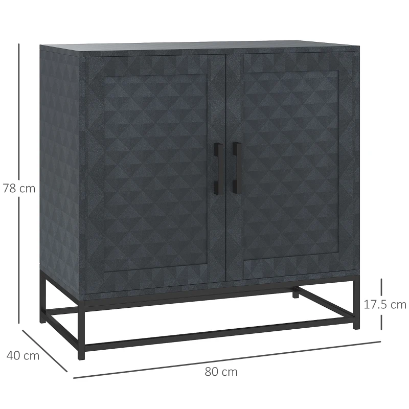 HOMCOM Modern Sideboard, Freestanding Sideboard Storage Cabinet with Adjustable Shelf and 2 Doors for Living Room, Black