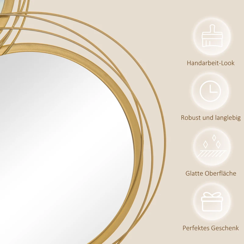 HOMCOM Spiegel-Set für Wanddekoration, Wandschmuck mit 4 runden Spiegeln, Wandspiegel, Flurspiegel,107 x 4 x 56 cm