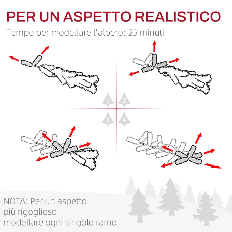 HOMCOM Albero di Natale Artificiale 182.88cm con 479 Rami, Design Alto e Stretto con Base Pieghevole, Verde