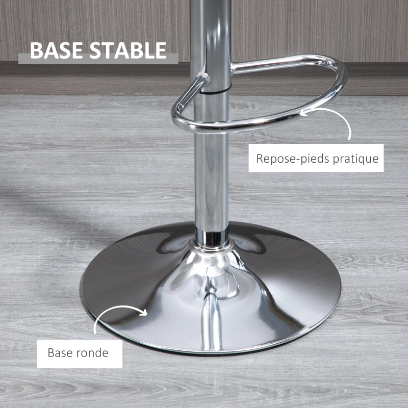HOMCOM Lot de 2 tabourets de bar design contemporain assise acrylique et piètement métal - pivotant 360° - hauteur réglable avec repose-pieds - transparent