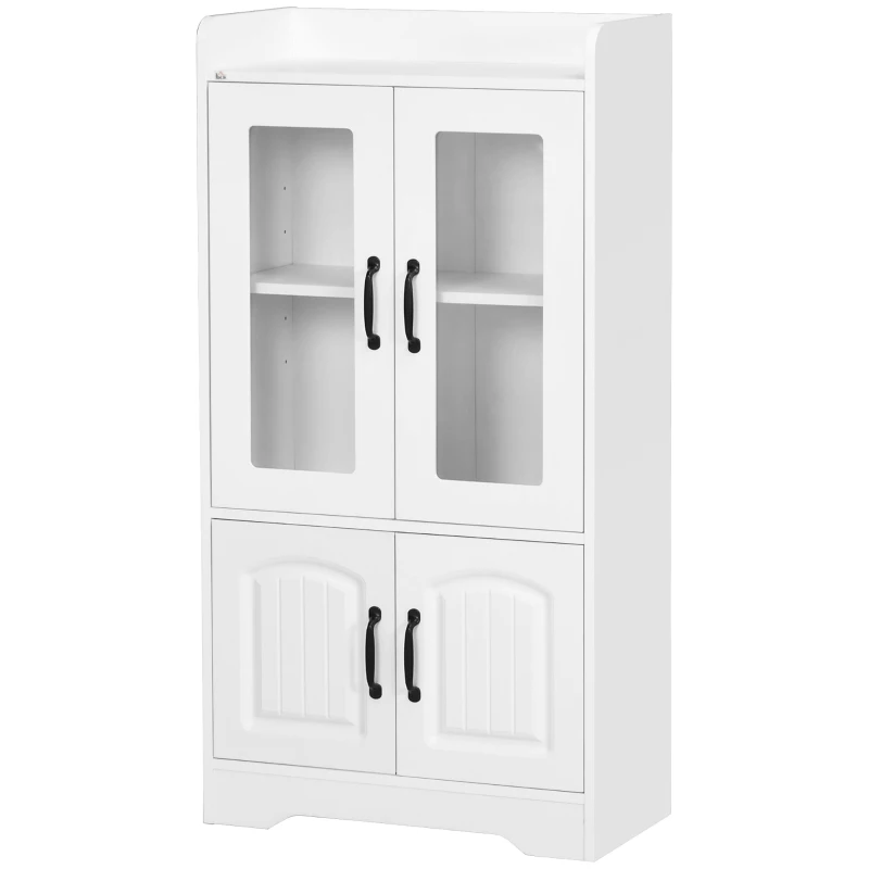 HOMCOM Vitrina de Salón Estantería Librería con Puertas de Vidrio Estante Ajustable Bisagras de Cierre Suave 60x30x116cm Blanco