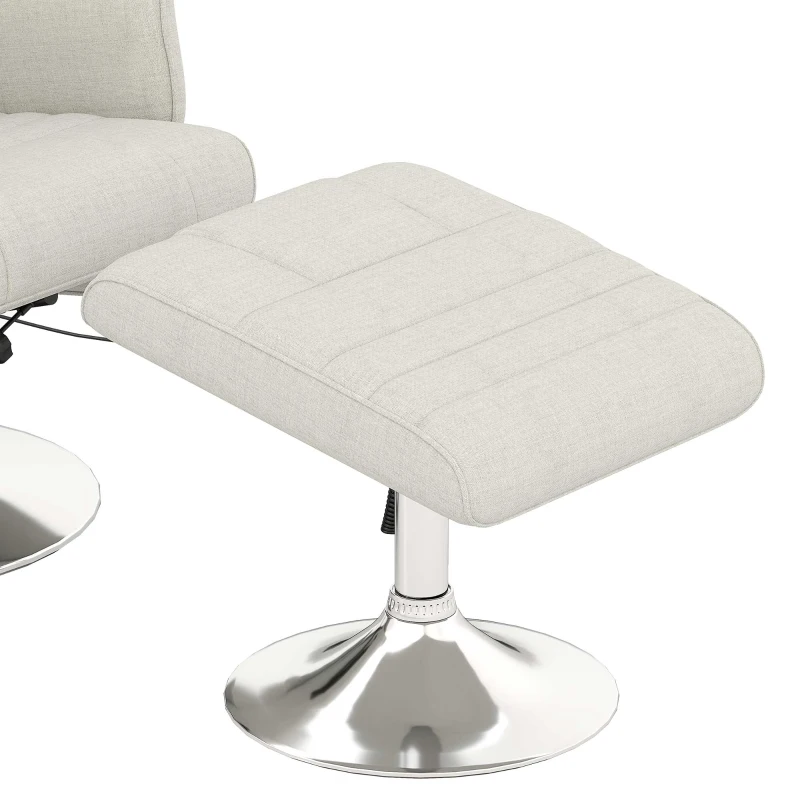 HOMCOM Massagesessel mit Hocker, neigbare Lehne, 78 x 95 x 88 cm, Creme(m-9)