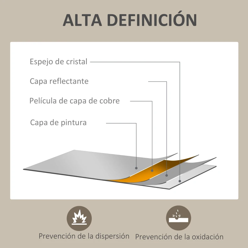 HOMCOM Espejo Rectangular de Baño 70x90 cm Espejo de Pared Decorativo para Salón Entrada Pasillo Horizontal o Vertical Blanco