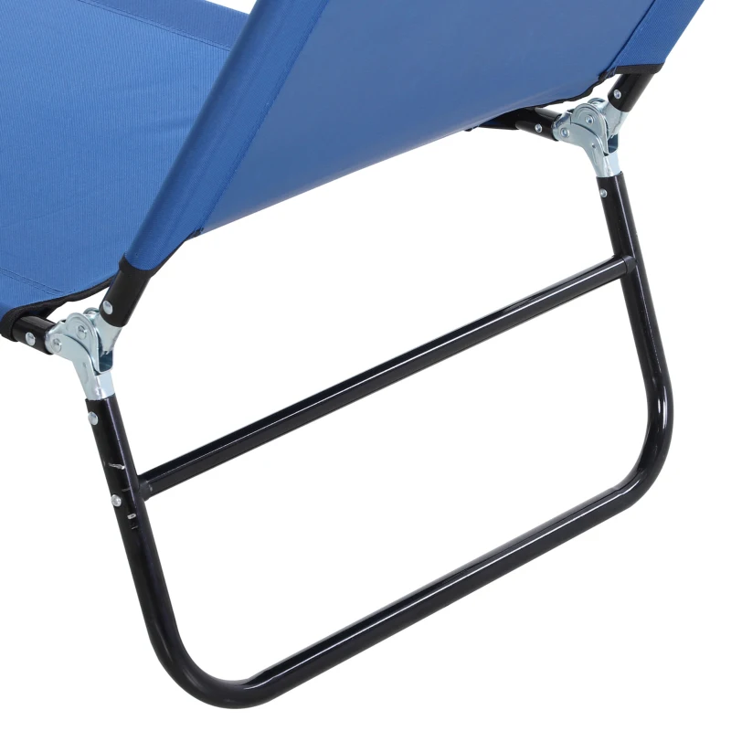 Outsunny Conjunto de 2 Tumbonas Plegables y Reclinables con Respaldo Ajustable en 5 Niveles Carga 120 kg 188x56x28 cm Azul