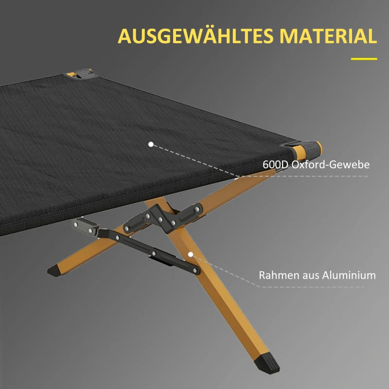 Outsunny Feldbett faltbar Campingbett mit Tragetasche 196 x 64 x 45 cm Gästebett bis 120 kg für Outdoor, Camping Reisen