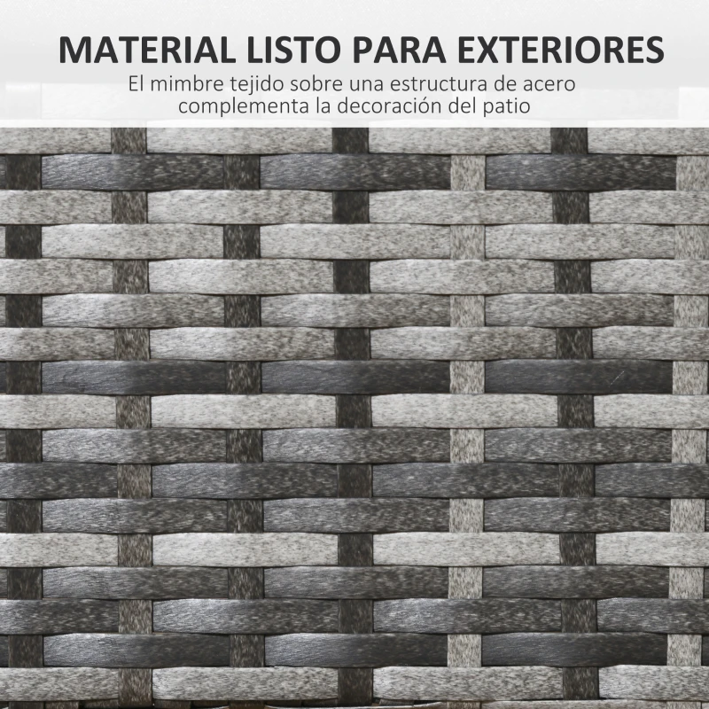 Outsunny Juego de Muebles de Jardín para Exterior de Ratán de 7 Piezas Incluye 6 Sillas con Cojines y Mesa de Metal Gris