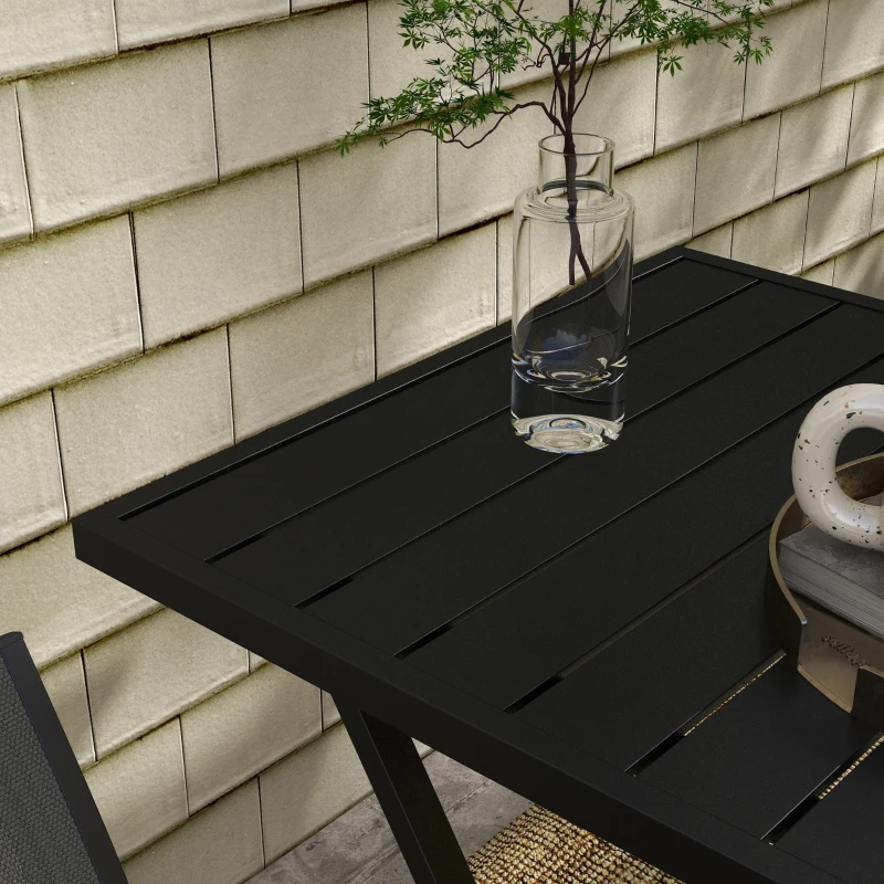 Outsunny Ensemble salon de jardin 2 personnes 2 chaises et 1 table pliantes pour l'Extérieur cadre en Aluminium, Gris anthracite