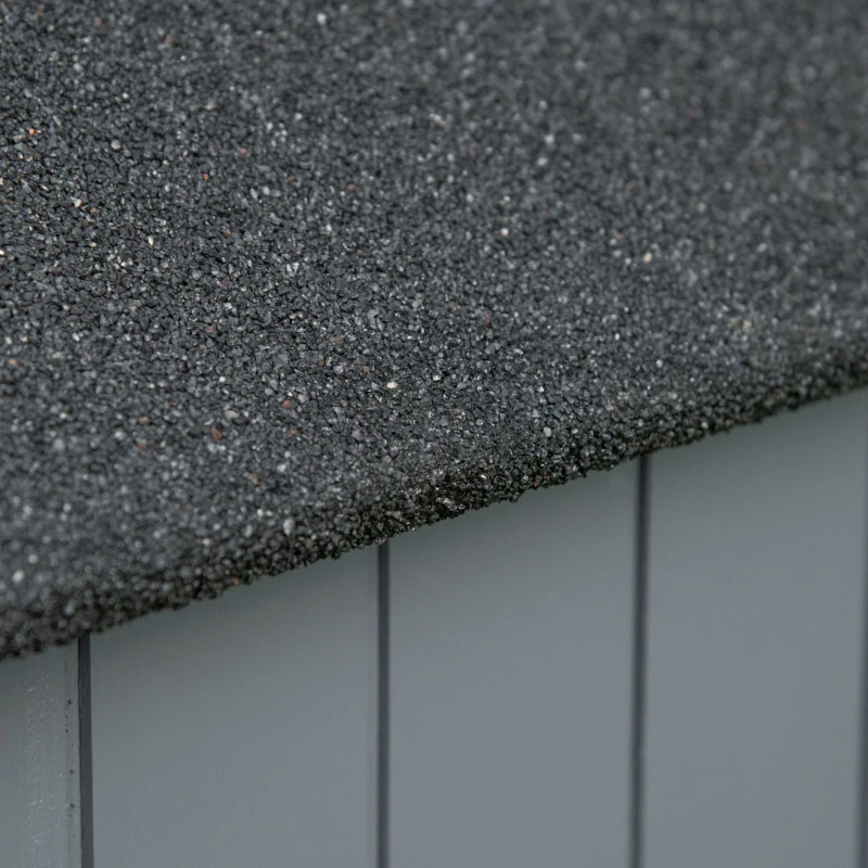 Outsunny Gartenschrank, offenes Brennholzfach, verriegelbare Tür, wetterfest, Naturholz, 129 x 51,5 x 180cm, grau+schwarz