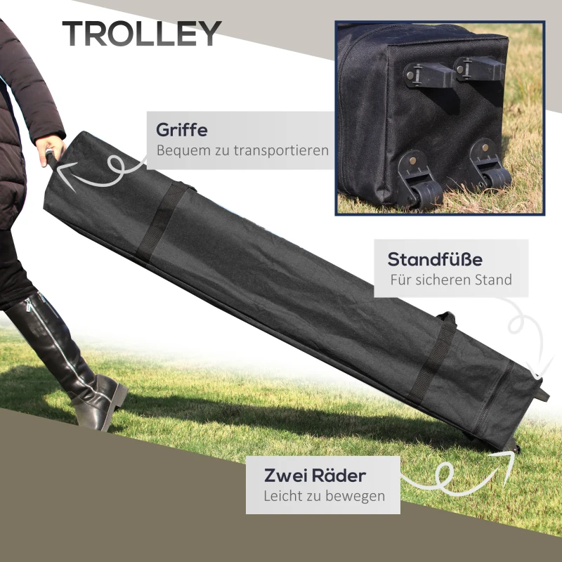 Outsunny Faltpavillon, höhenverstellbar, 4 Netzwände, Lüftungsdach, Tragetasche, Schnellaufbau, 4 x 4 x 3 m, Cremeweiß