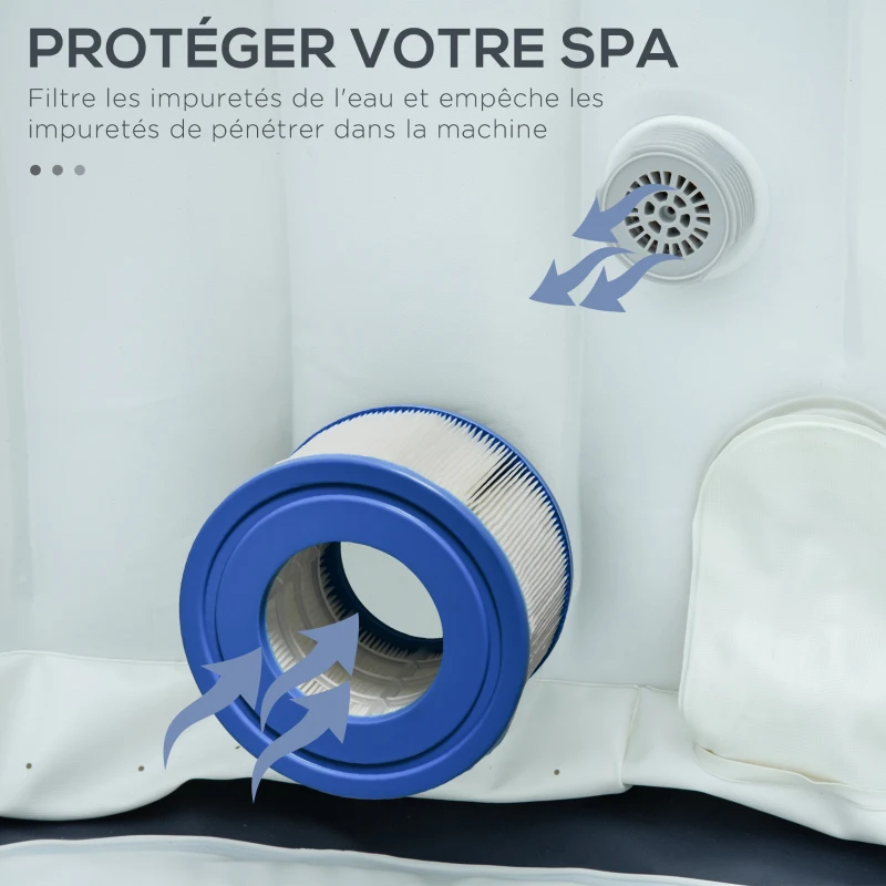 Outsunny Lot de 8 cartouches filtrantes de rechange pour spa - cartouches de filtration - PP bleu blanc