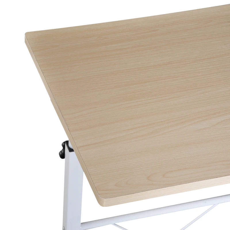 HOMCOM Table roulante de lit canapé table pour ordinateur table informatique dim. 60L x 40l x 68-78H cm hauteur réglable 4 roulettes blanc érable