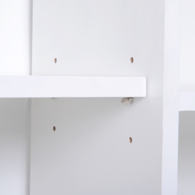 HOMCOM Sideboard Bookshelf Free Standing Bookcase Shelves Unit Display Storage Cabinet w/ Adjustable Shelves, Wooden Leg, Two Doors, White