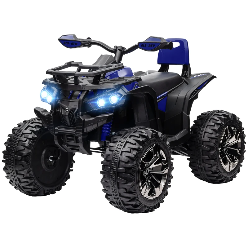 HOMCOM Quad Elettrico per Bambini 3-5 Anni a 12V con Fari e Pedale, in PP e Metallo 100x65x73 cm, Blu