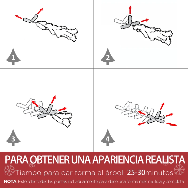HOMCOM Árbol de Navidad Artificial 180 cm con Nieve Ignífugo con 750 Ramas Decoración Navideña para Interiores Verde