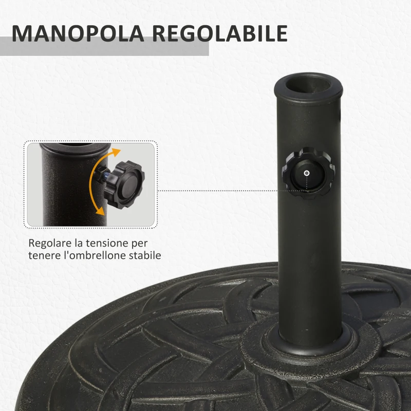 Outsunny Base per Ombrellone in Resina 19kg con Decorazioni e Accoppiatore, Antiruggine, Φ54.5cm, Bronzo