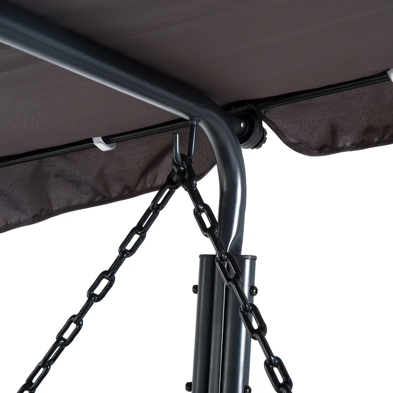 Outsunny Dondolo 2 Posti da Giardino e Terrazzo con Seduta Inclinata e Tettuccio Parasole Poliestere Grigio, 164x116x176cm