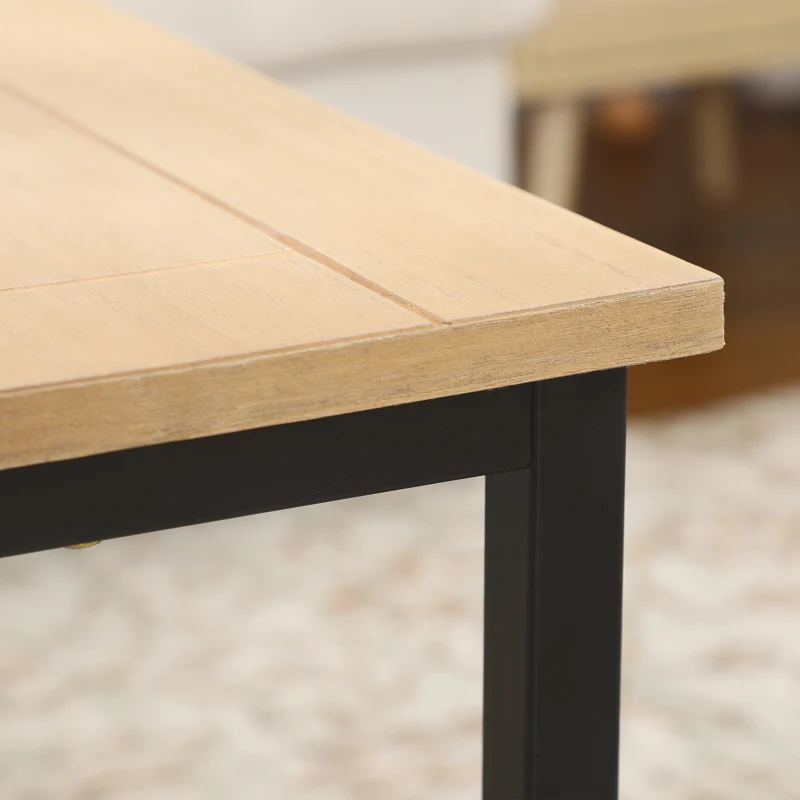 HOMCOM Couchtisch im Retrodesign, Beistelltisch, Metallbeine, Natur + Schwarz