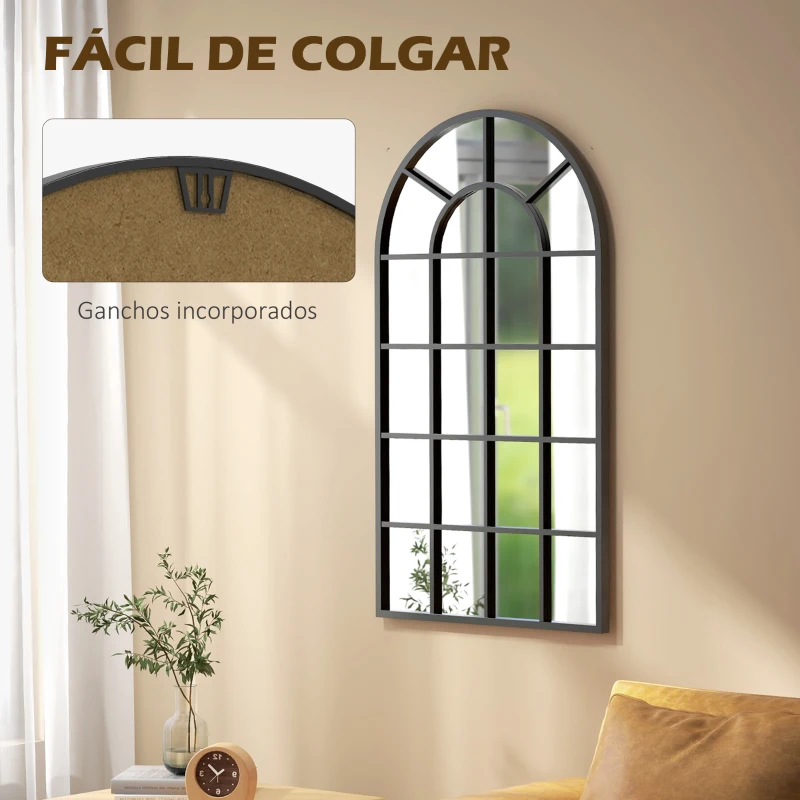 HOMCOM Espejo Decorativo de Pared Moderno Espejo de Pared 65x110 cm Marco de Metal para Salón Entrada Pasillo Negro