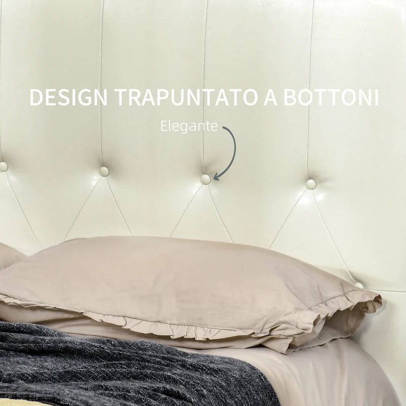 HOMCOM Testiera Letto Matrimoniale in PU, Imbottita e Trapuntata a Bottoni, 160x120cm