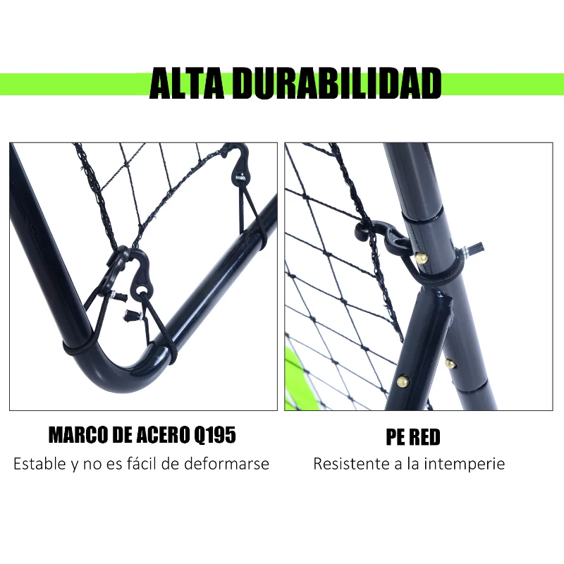 HOMCOM Rebotador de Pelota Béisbol Fútbol Red de Rebote Rebounder Objetivo Ajustable Acero y PE 90x80x140cm Negro
