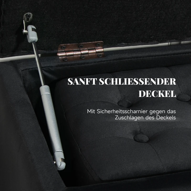 HOMCOM 3-teiliges Möbel-Set mit Stauraum, 2 x Sitzhocker, Polster-Sitztruhe, belastbar bis 130 kg, 75 x 40 x 42 cm, Dunkelgrau