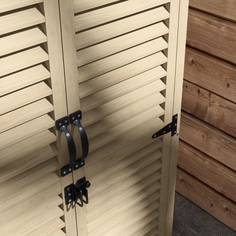 Outsunny Armadio da Esterno Portaoggetti a 2 Ripiani con Picchetti, in Legno di Abete, 75x50x111/118 cm
