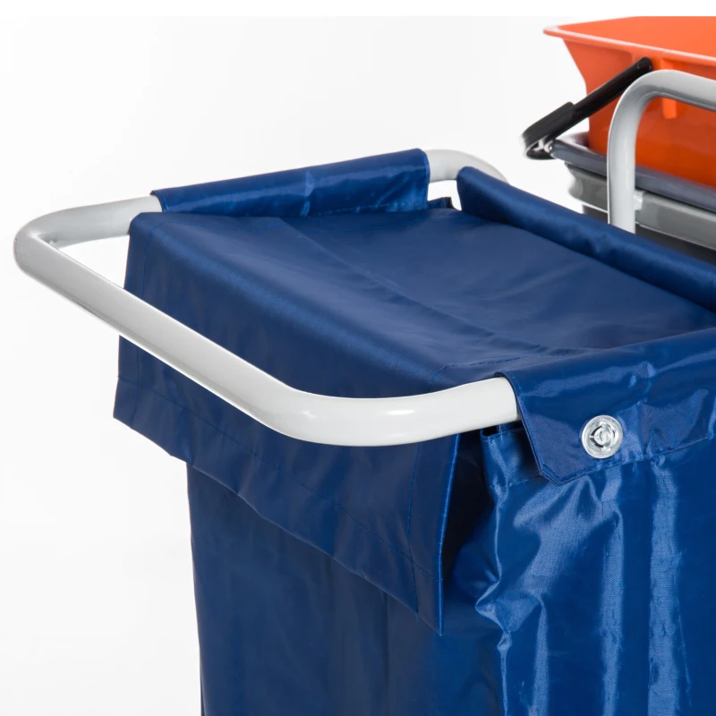 HOMCOM Carrello per Pulizie Professionale Multiuso con 4 Secchi Rotelle Borsa di Tela 118 × 73 × 103cm