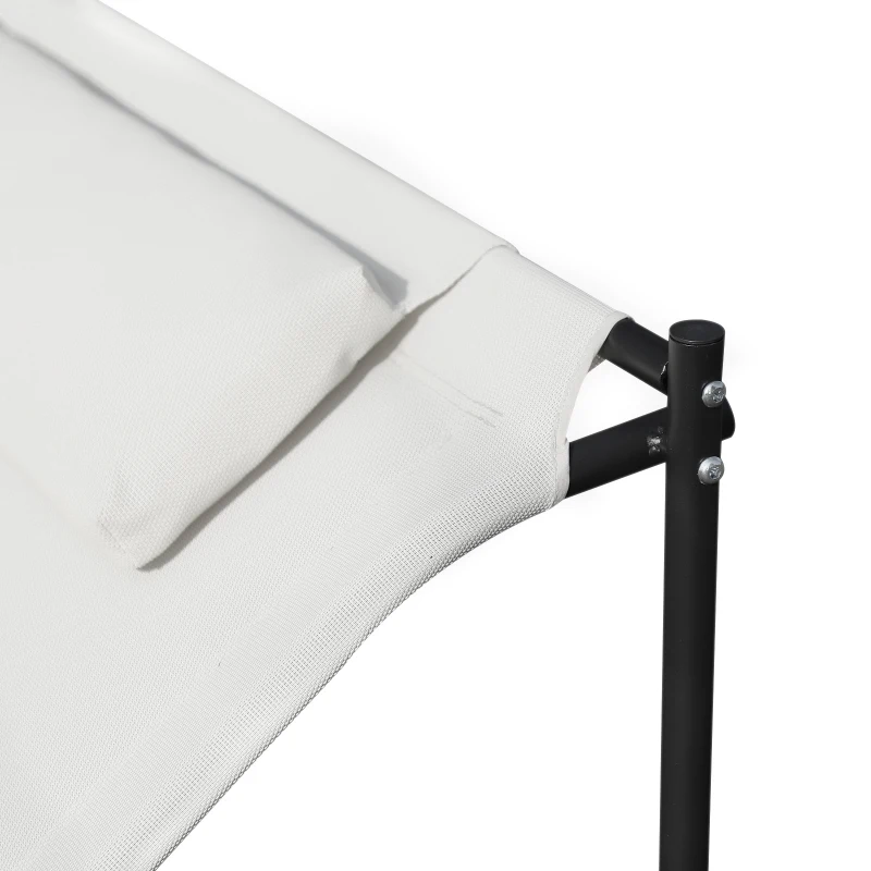 Outsunny Bain de Soleil transat à Bascule 2 Places Design Contemporain Assise Dossier ergonomiques Oreiller fourni métal Noir textilène crème