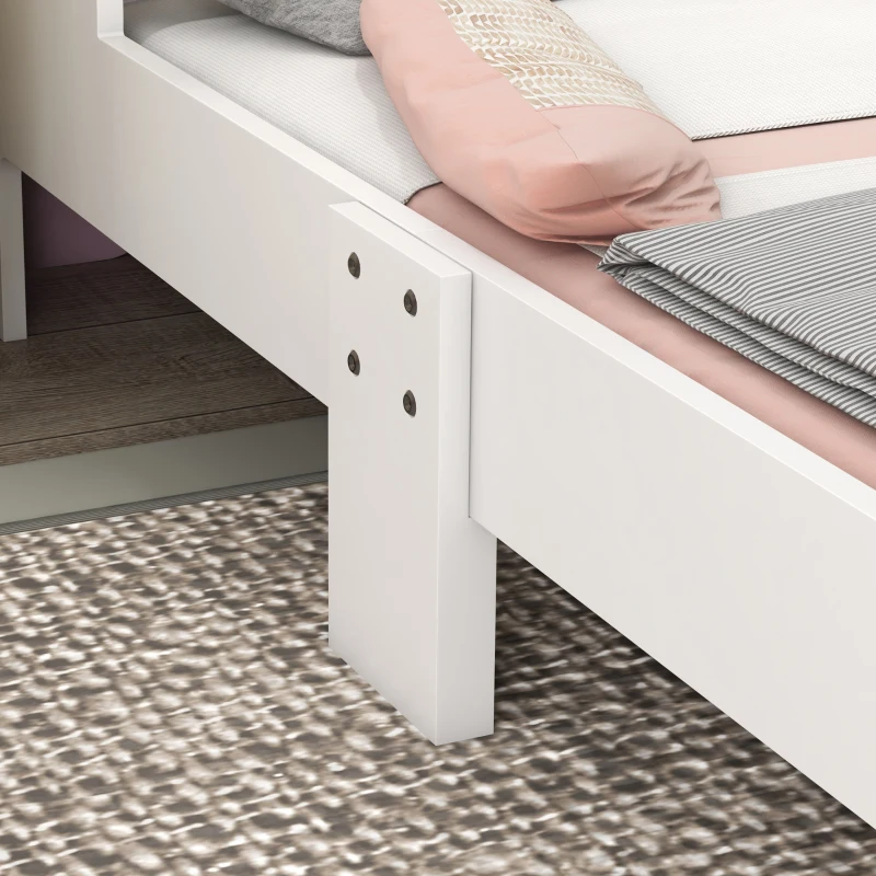 ZONEKIZ Cama Infantil de Madera 143x74x66 cm en Forma de Arcoíris Mueble de Dormitorio Moderno Carga 80 kg Rosa