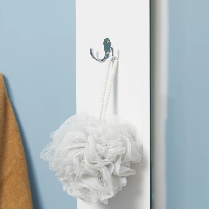 kleankin Meuble colonne de salle de bain pivotant avec miroir 6 étagères 36 x 36 x 171 cm blanc