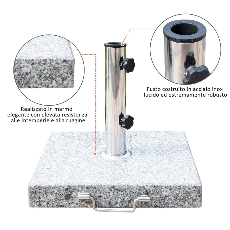 Outsunny Supporto Base Per Ombrellone da Giardino in Marmo Peso 25kg 40×40×36cm