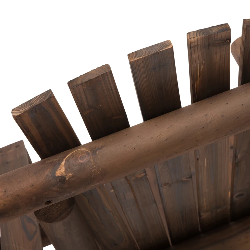 Outsunny Gartenbank mit Tisch, Gartenmöbel, Sitzbank, 2 Stühle, Massivholz, Braun, 157 x 88 x 103 cm